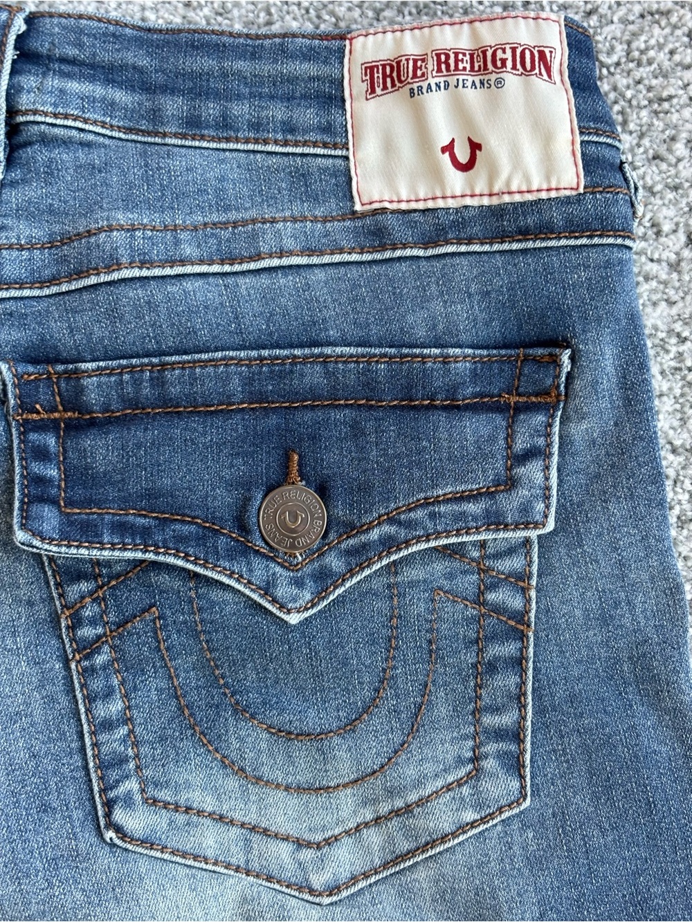 True Religion Becca Cargo Bootcut Jeans 30 Low Rise Y2K Rare Style - Picture 6 of 16